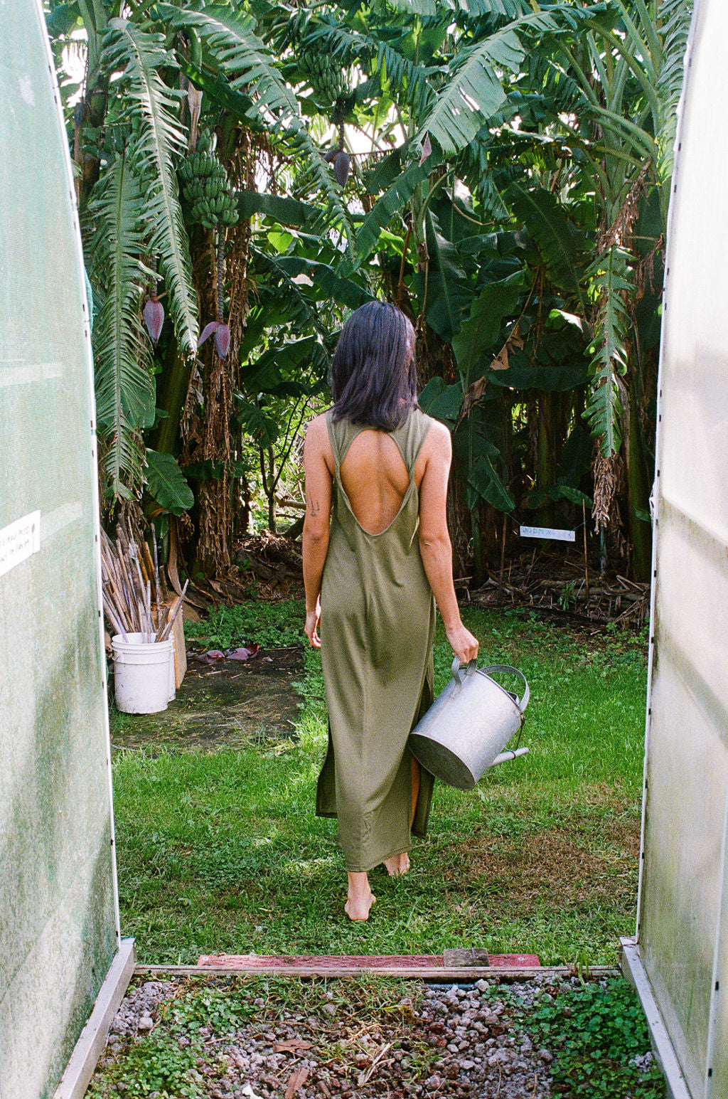 Ophelia Merino dress - Olive SAMPLE